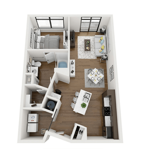 a floor plan of a 1 bedroom apartment at the crossings at white marsh apartments in white marsh